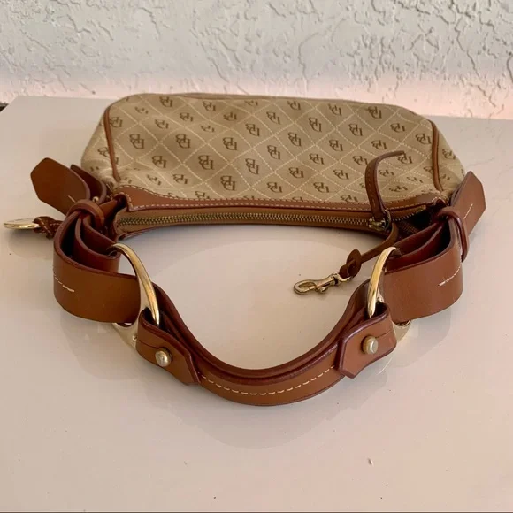 DOONEY & BOURKE Signature Logo Handbag Shoulder Bag Purse. Tan and Brown. - Picture 14 of 15